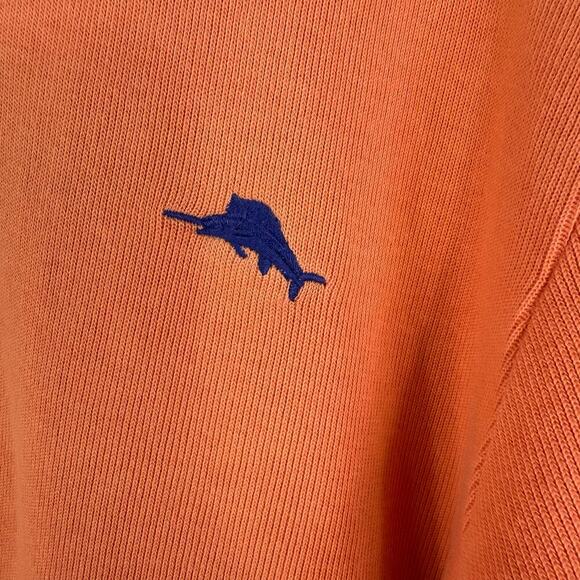Tommy Bahama Relax Half Zip L/S Sweater Mens Large Orange Cotton Stretch Spring - Picture 9 of 9